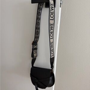 Loewe Black Mini Gate Dual bag with Logo Strap